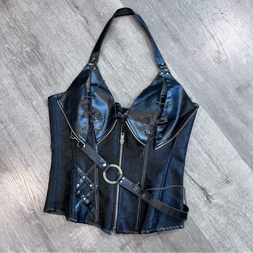 Gothic Steampunk Corset Vest Lace-Up Cosplay Punk Rock Biker Sz Medium